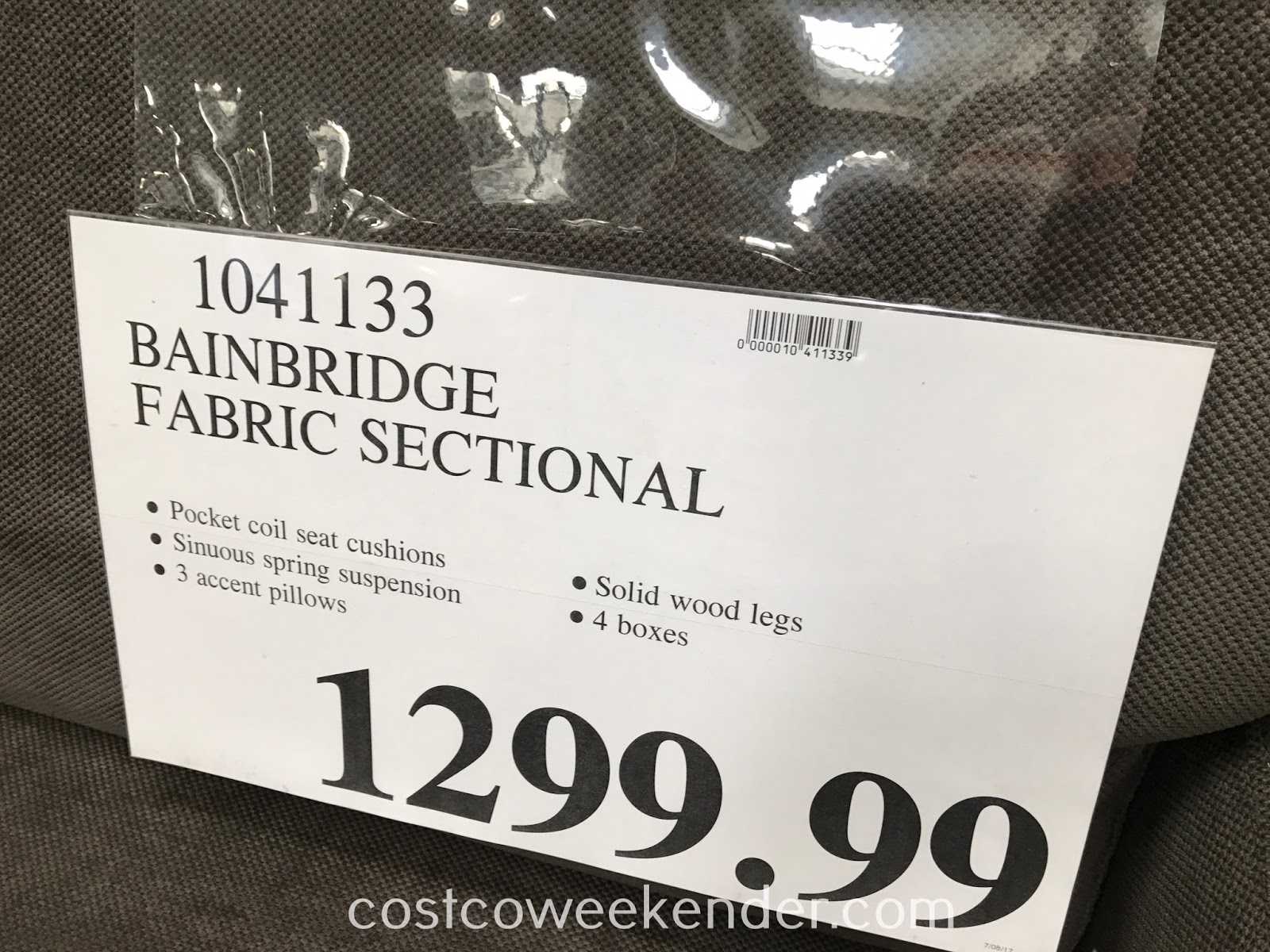 Bainbridge Fabric Sectional with Ottoman Costco Weekender