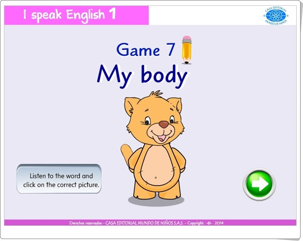 I speak English 1: "My body" (Inglés de Educación Infantil)
