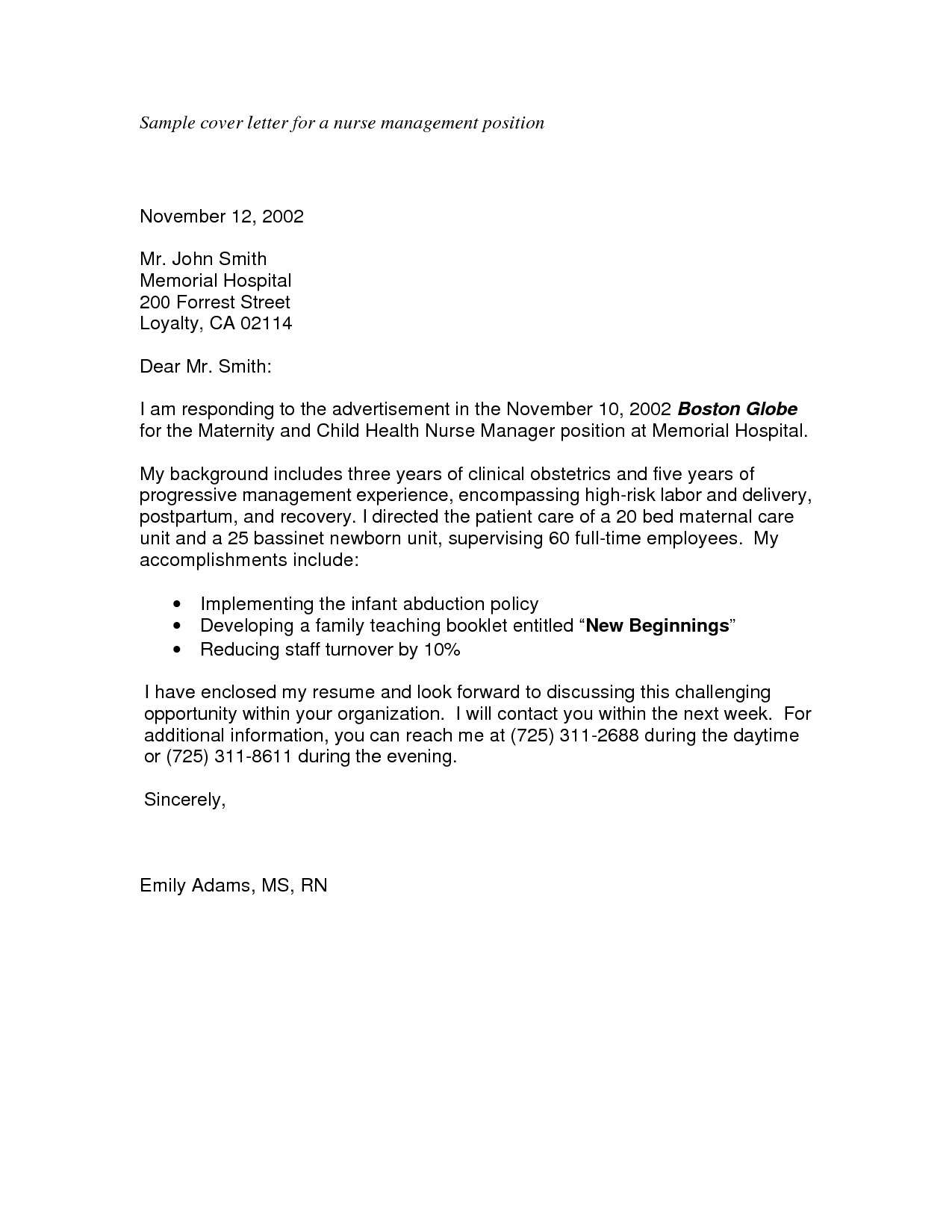 cover letter example for telemarketing