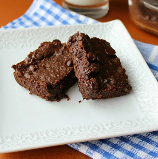 Fudgy Black Bean Brownies on a white plate