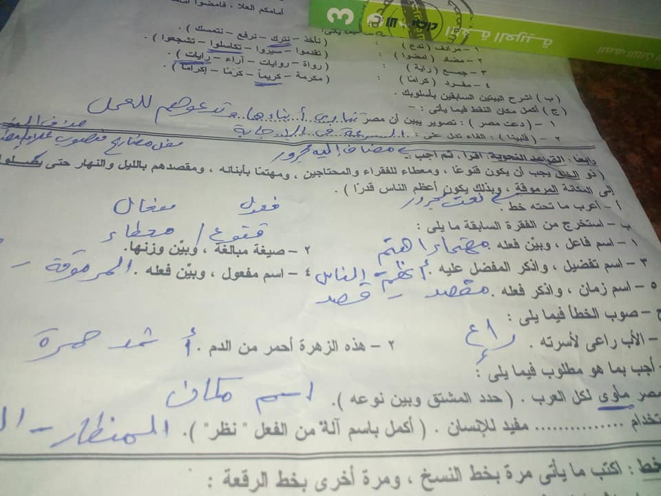 امتحان اللغة العربية للشهادة الإعدادية ترم ثاني ٢٠٢١ محافظة أسيوط 25