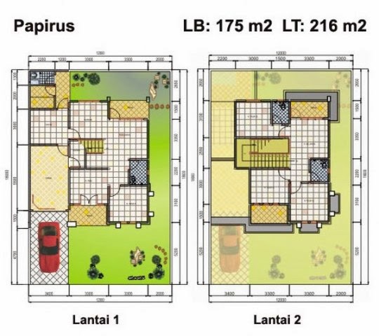  Denah  dan Tampak  Depan  Rumah  Minimalis Lantai 2 Type  70  