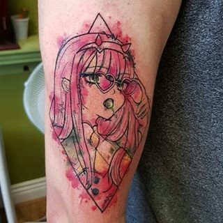 color Anime Girl Tattoo sleeve