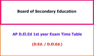 AP D.El.Ed 1st year Exam Time Table AP D.El.Ed 1st year Exam Time Table