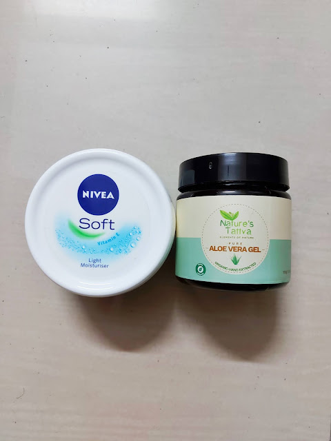 Nivea soft cream and Nature's Tatva aloe vera gel for Skincare Tips when you are at home Nivea soft cream and Nature's Tatva aloe vera gel for Skincare Tips when you are at home