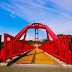サイクリングロードの赤い橋@若松区頓田貯水池 