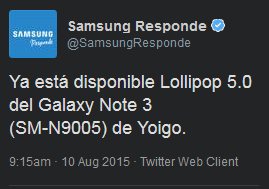 update Samsung Galaxy Note 3 android 5.0 lollipop