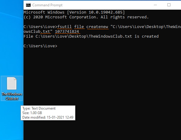 Cách tạo tệp có kích thước bất kỳ bằng Command Prompt trong Windows 10