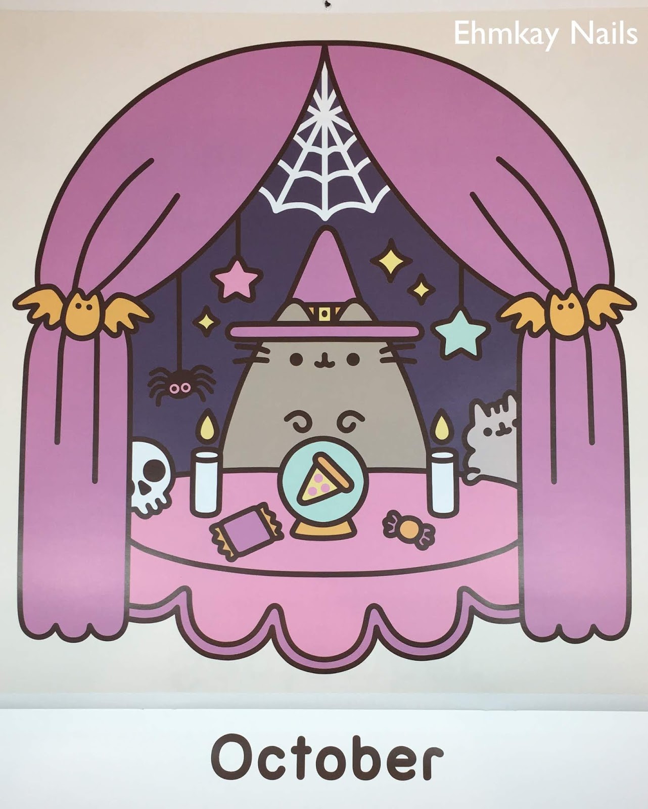 ehmkay nails 13 Days of Halloween Pusheen Calendar Series Pusheen Witch