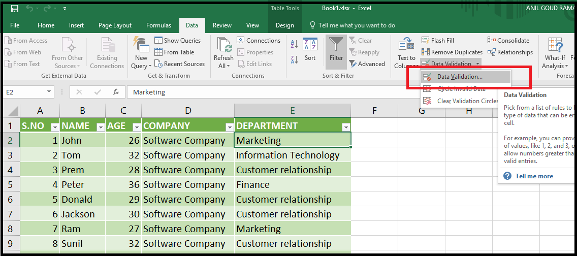 how to add a drop down menu in excel 2016