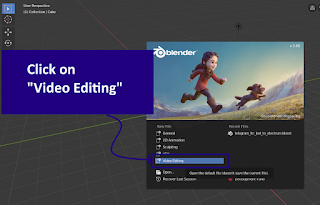 in blender start dialog click on Video Editing