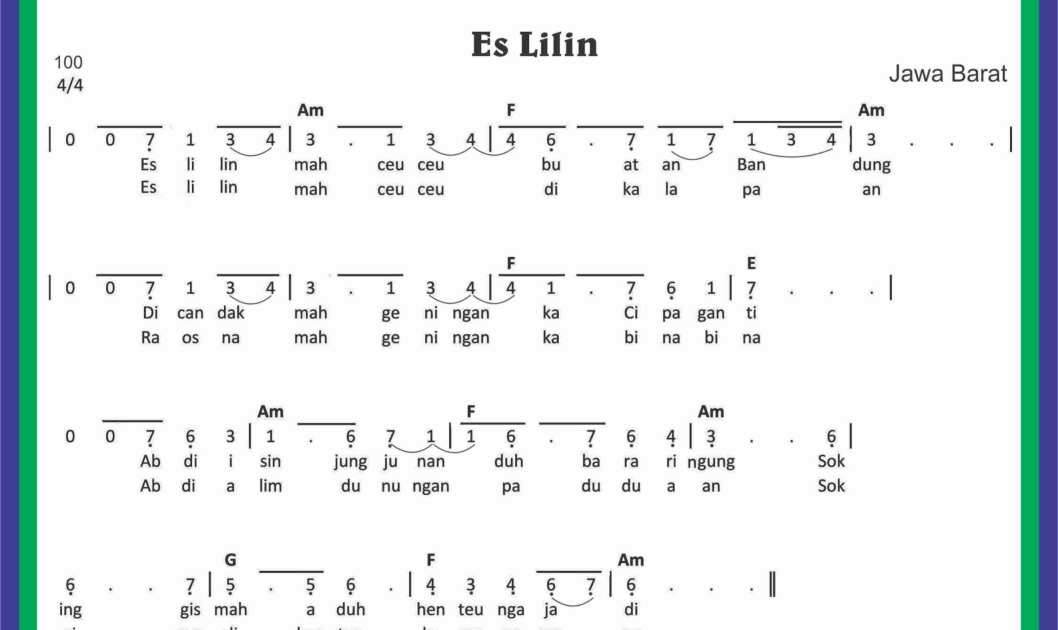 Not Angka Lagu Es Lilin Sekitar Musik
