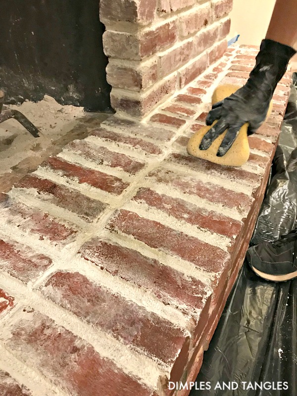 MORTAR WASH BRICK FIREPLACE MAKEOVER - Dimples and Tangles