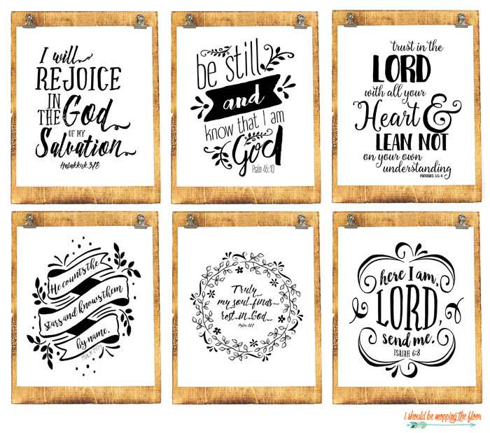 Six Beautiful Scripture Printables | These six black and white scripture printables are the perfect addition to any decor. 