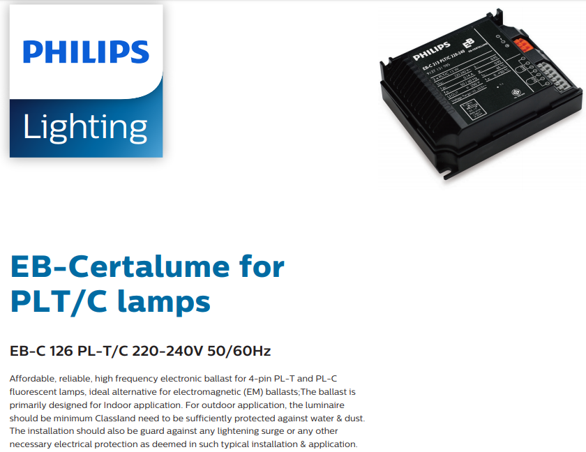 PHILIPS EBC 126 PLT/C 220240V 50/60Hz DISTRIBUTOR RESMI LAMPU