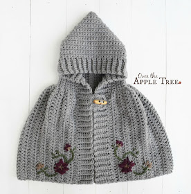 Crochet Cape with flowers by Over The Apple Tree