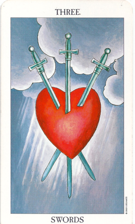 3 of Swords. Heartbreak and break up. Kundalini Surge