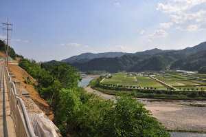 Making our way along the rice fields to our camping site for the night