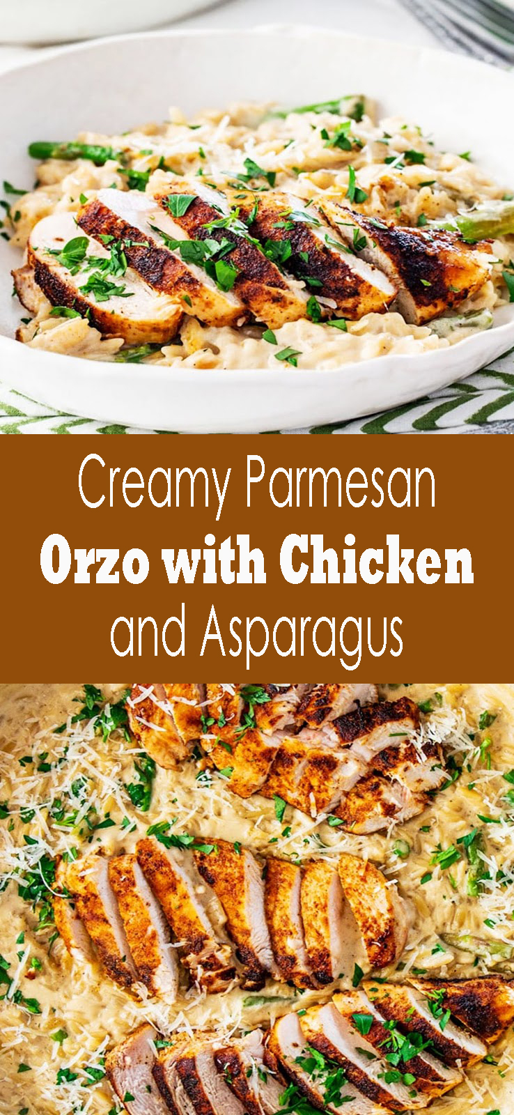 Creamy Parmesan Orzo with Chicken and Asparagus thepinspopular16