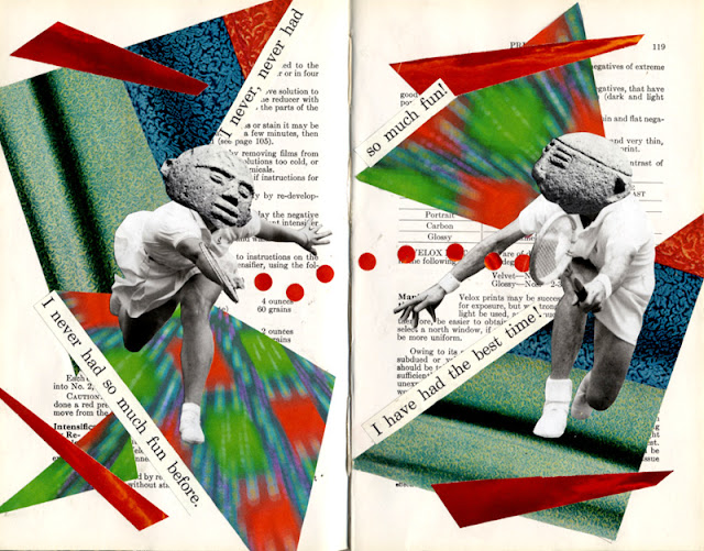 Collages in altered book 