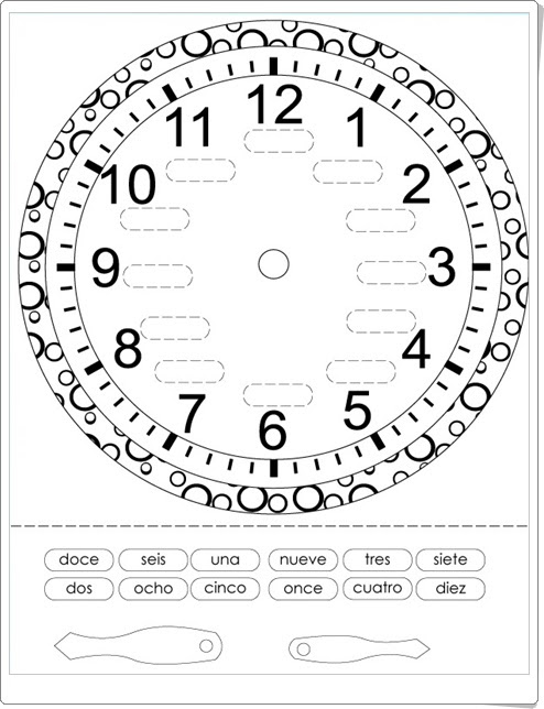 Reloj de agujas para componer Matemáticas de 1º y 2º de Primaria