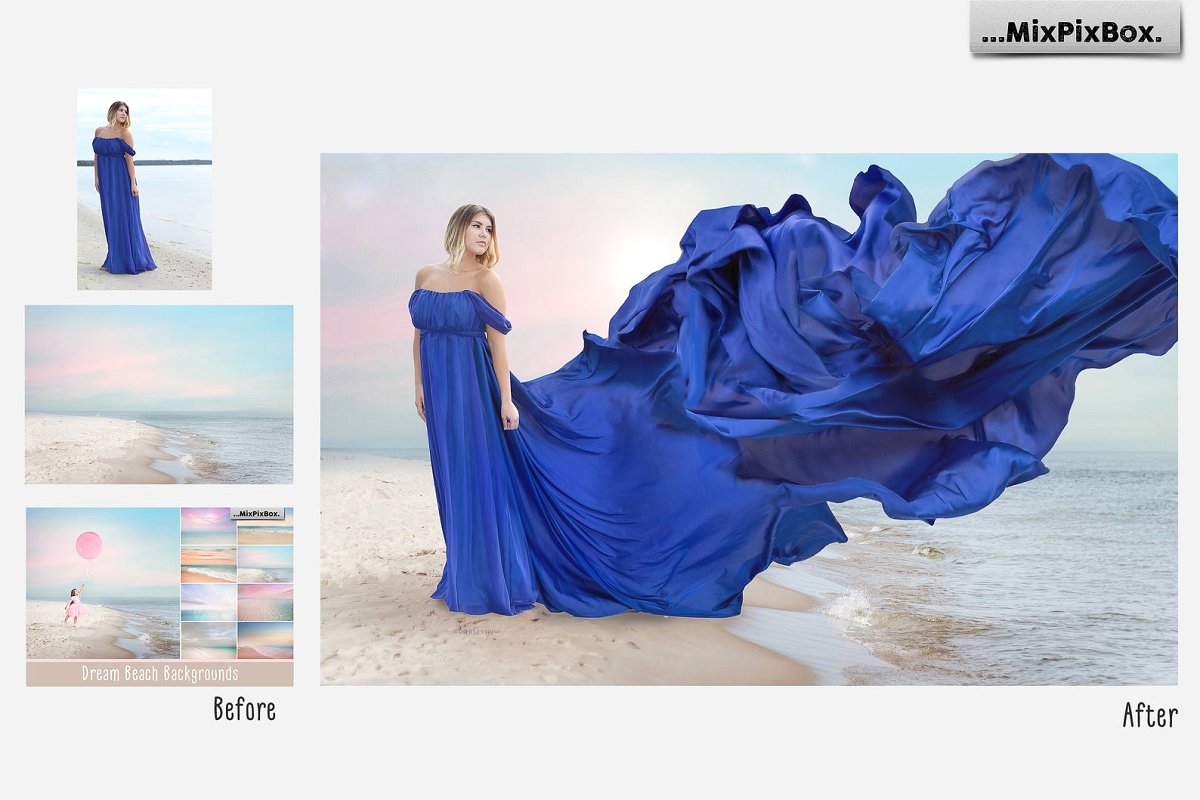 Blue Flying Fabric Overlays (PNG)