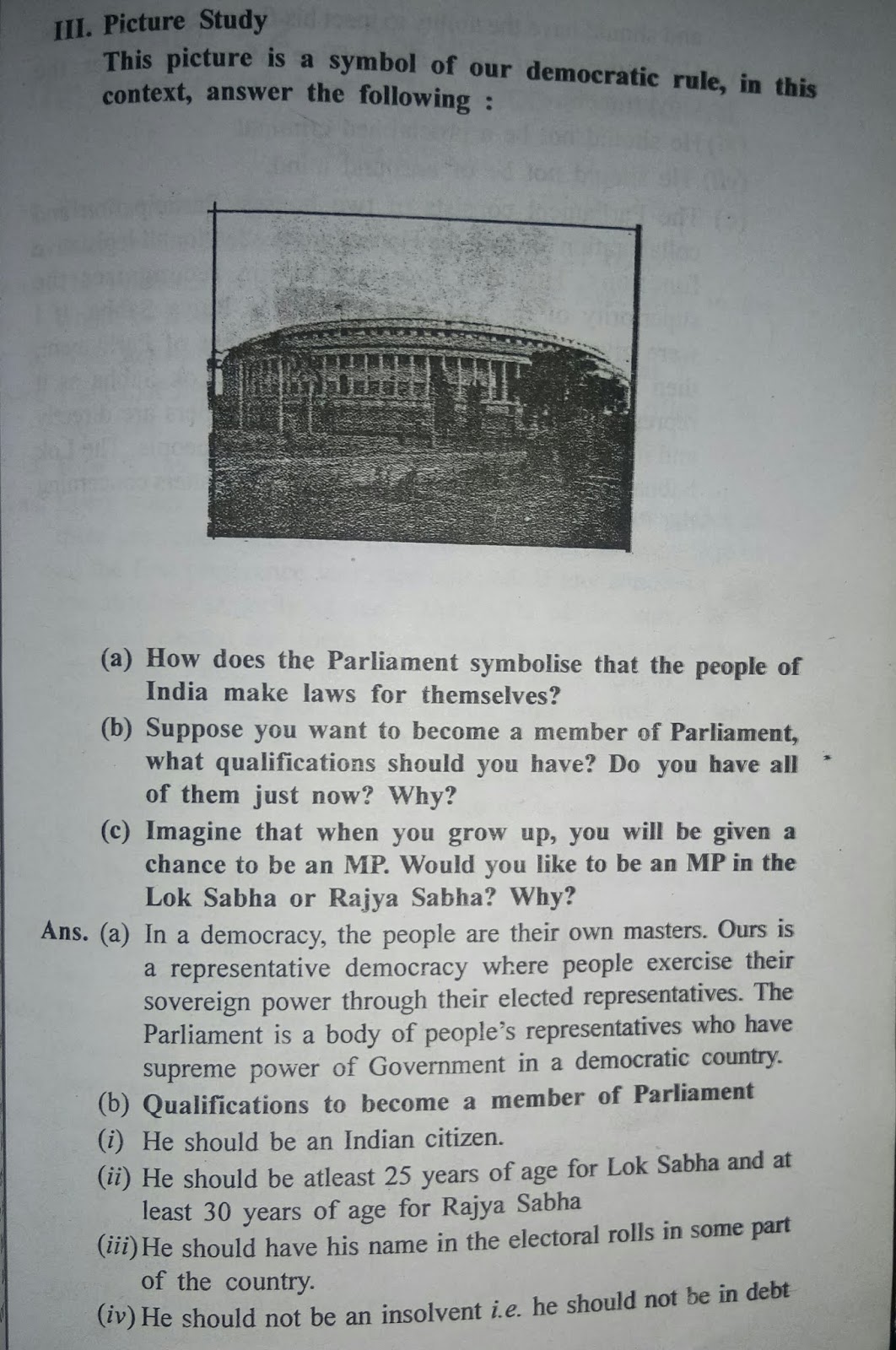 The Union Parliament Morning Star Class 10 Civics Answers Chapter 1