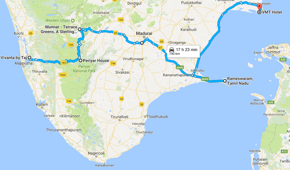 Point Calimere In Tamil Nadu Map Radventure2 : Part 10 : Kumarakom - Thekady - Munnar - Point Calimere : 860  Km
