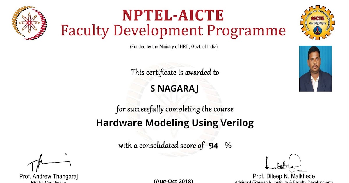 S Nagaraj,M.Tech,MBA,(Ph.D) MY NPTEL FDP CERTIFICATE