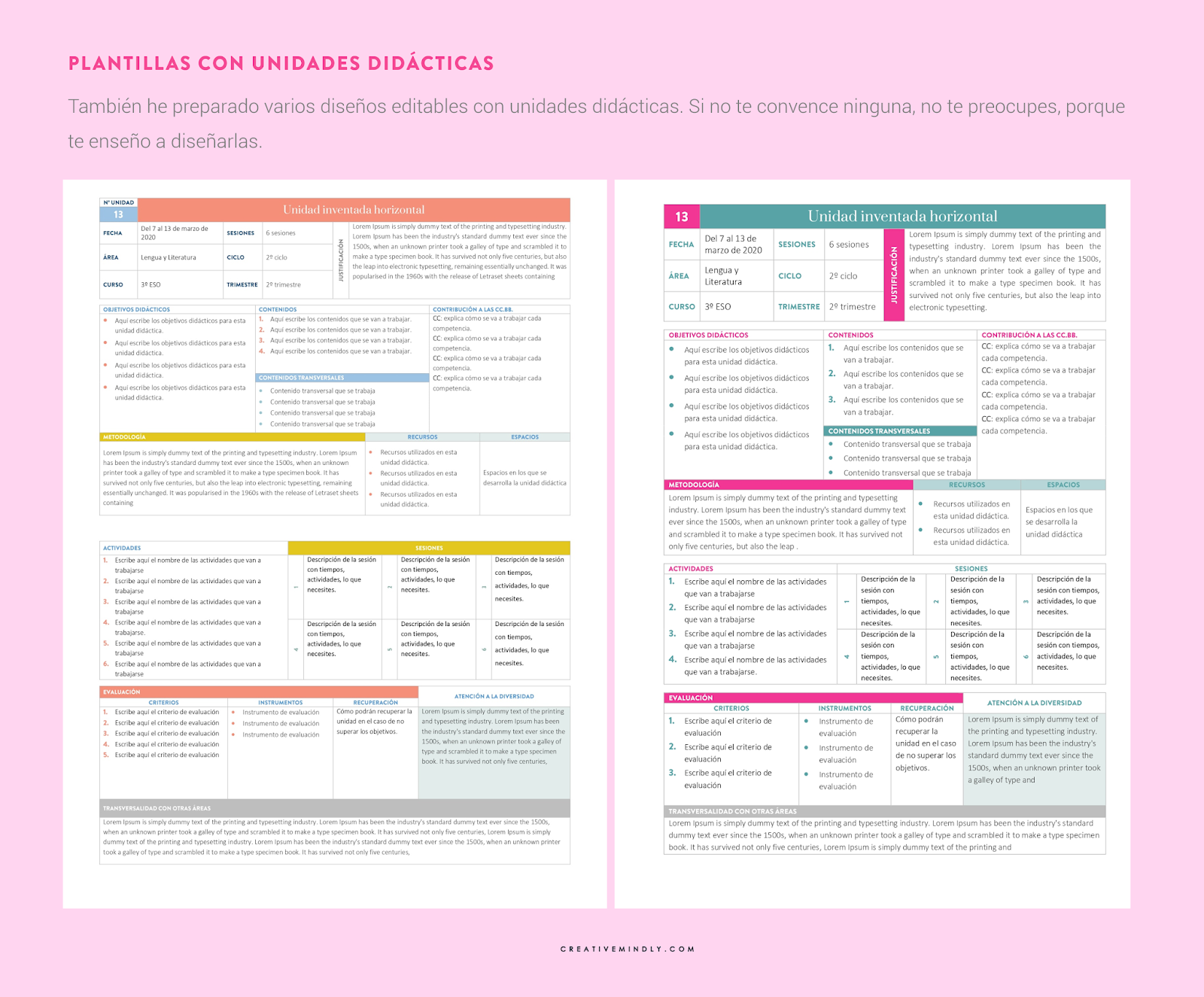 plantilla unidad didactica bonita