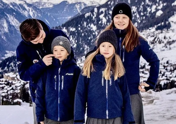 Prince Christian, Princess Isabella, Prince Vincent and Princess Josephine in Verbier