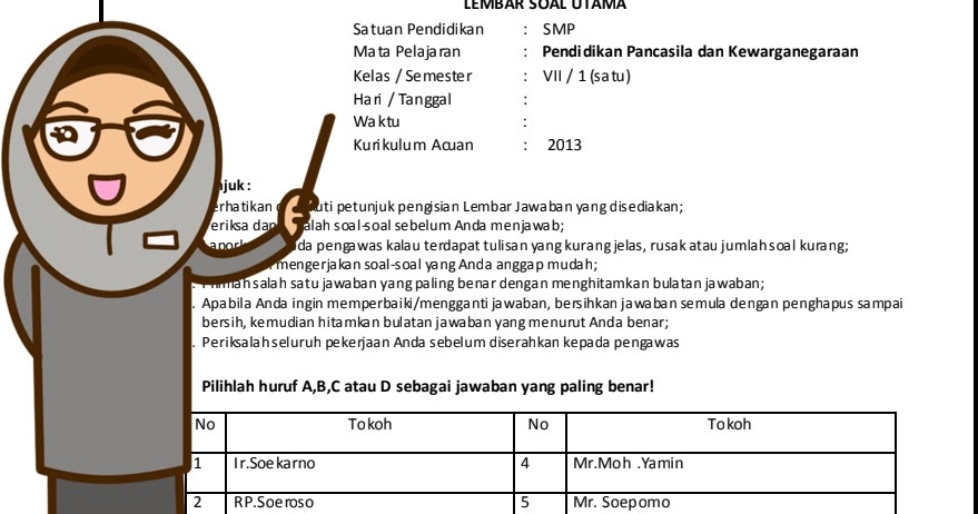 Soal Uas Pkn Kelas 7 Semester 1 Dan Kunci Jawaban Teori Dan Soal