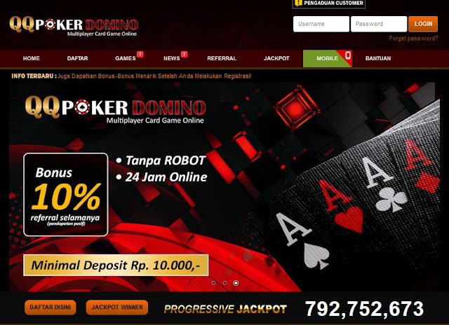 Situs Judi QQ Poker Domino Online di dukung dengan pelayanan profesional staf customer service yang ramah tamah 24 Jam nonstop. Lengkap dengan support dari fasilitas bank BCA, BNI, BRI, Mandiri, Danamon, Panin, CIMB Niaga, Permata, OCBC NISP, Bank Syariah Indonesia