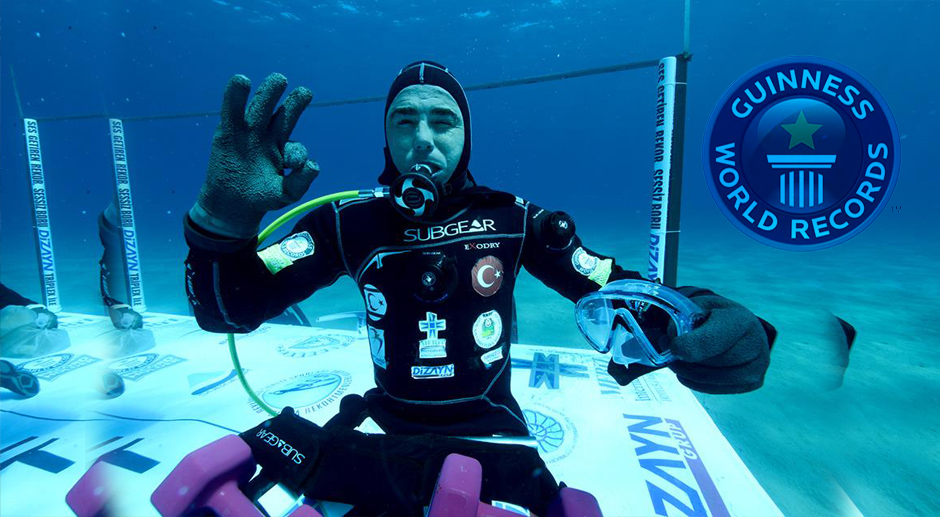 SCANTY GELA UPDATE2 Turkish Diver Cem Karabay breaks Guinness World