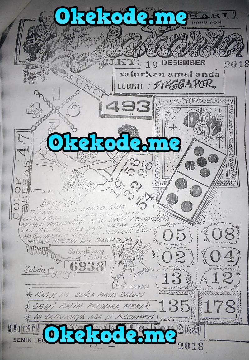Gambar Syair Jawa Sgp Asli Rabu 19/12/2018 | Okekode