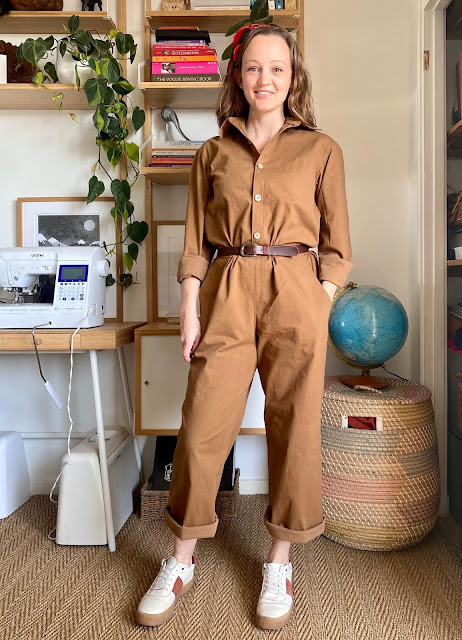 Diary of a Chain Stitcher: Caramel Twill Kim Jumpsuit Boilersuit from Sewing Basics for Every Body by Wendy Ward