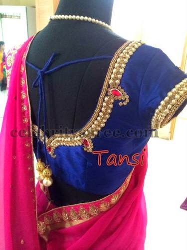Pearls Blouse in Navy Blue - Saree Blouse Patterns