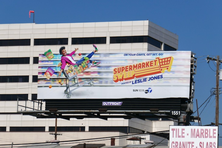 Leslie Jones Supermarket Sweep billboard Sepulveda Boulevard Leslie Jones Supermarket Sweep billboard
