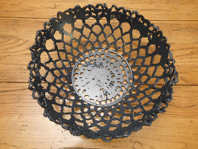 Cement lace bowl made with a doily