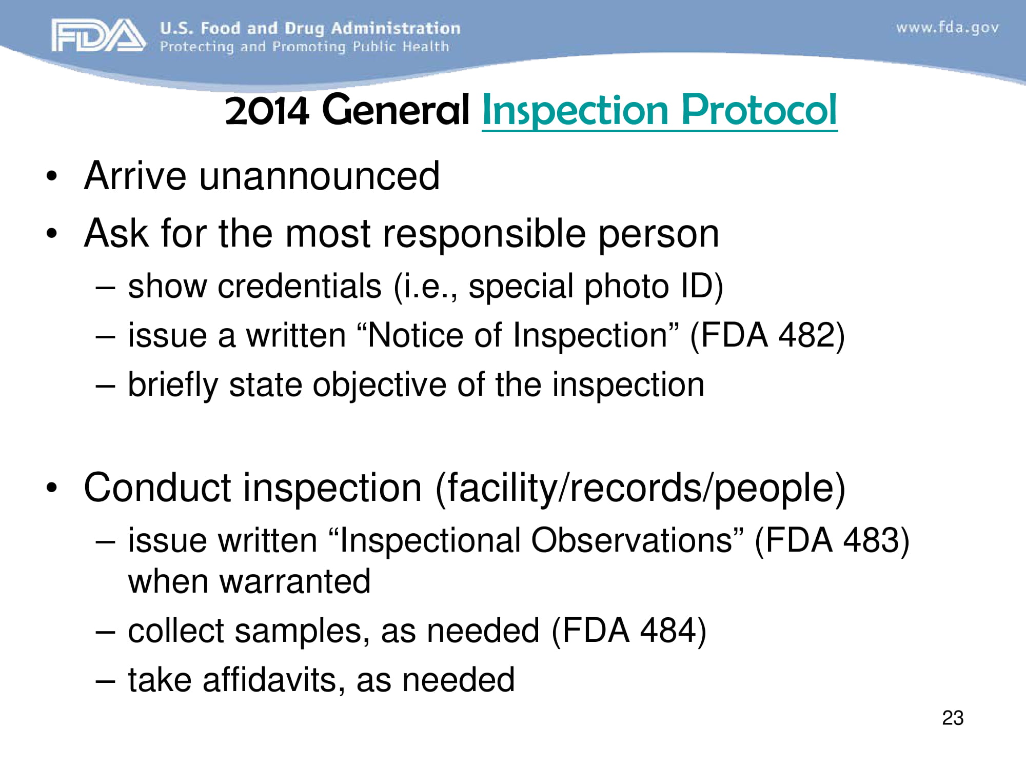 FDA Approaches to GMP Inspection Guidelines