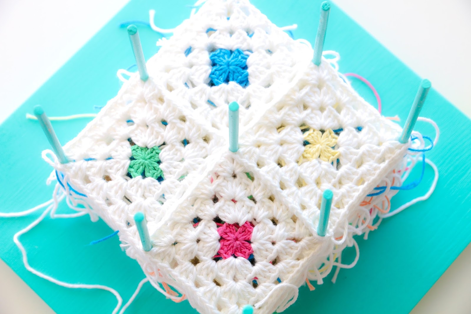Granny Square Blocking Station Boys & Bunting Test Blog