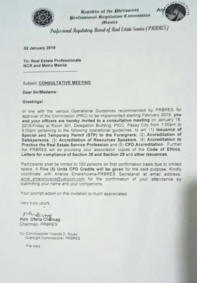 Real Estate Service Profession Resa Letter Invite Prbres Meeting