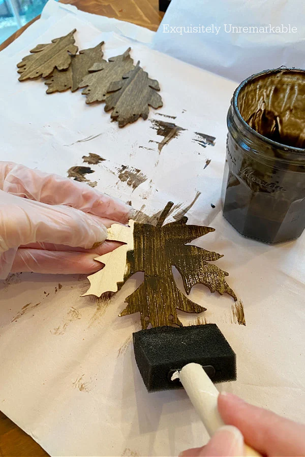 Staining Wooden Leaves With Foam Brush