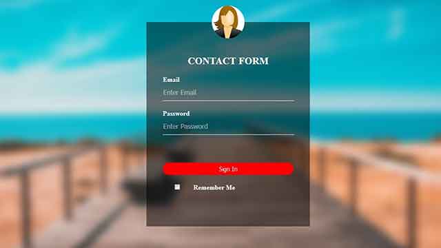 Transparent Login Form with Blur Background