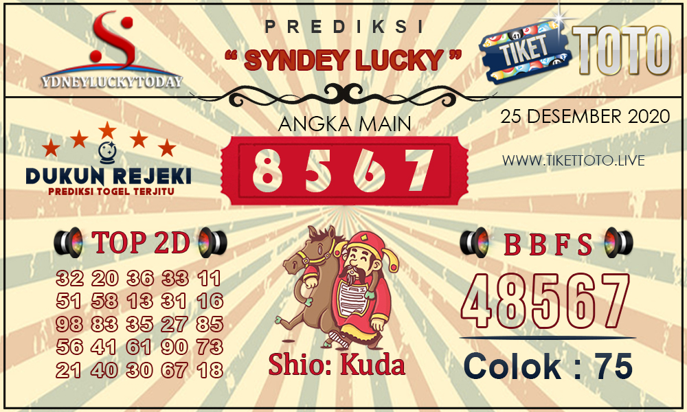 Prediksi Togel SYDNEY LUCKY TIKETTOTO 25 DESEMBER 2020