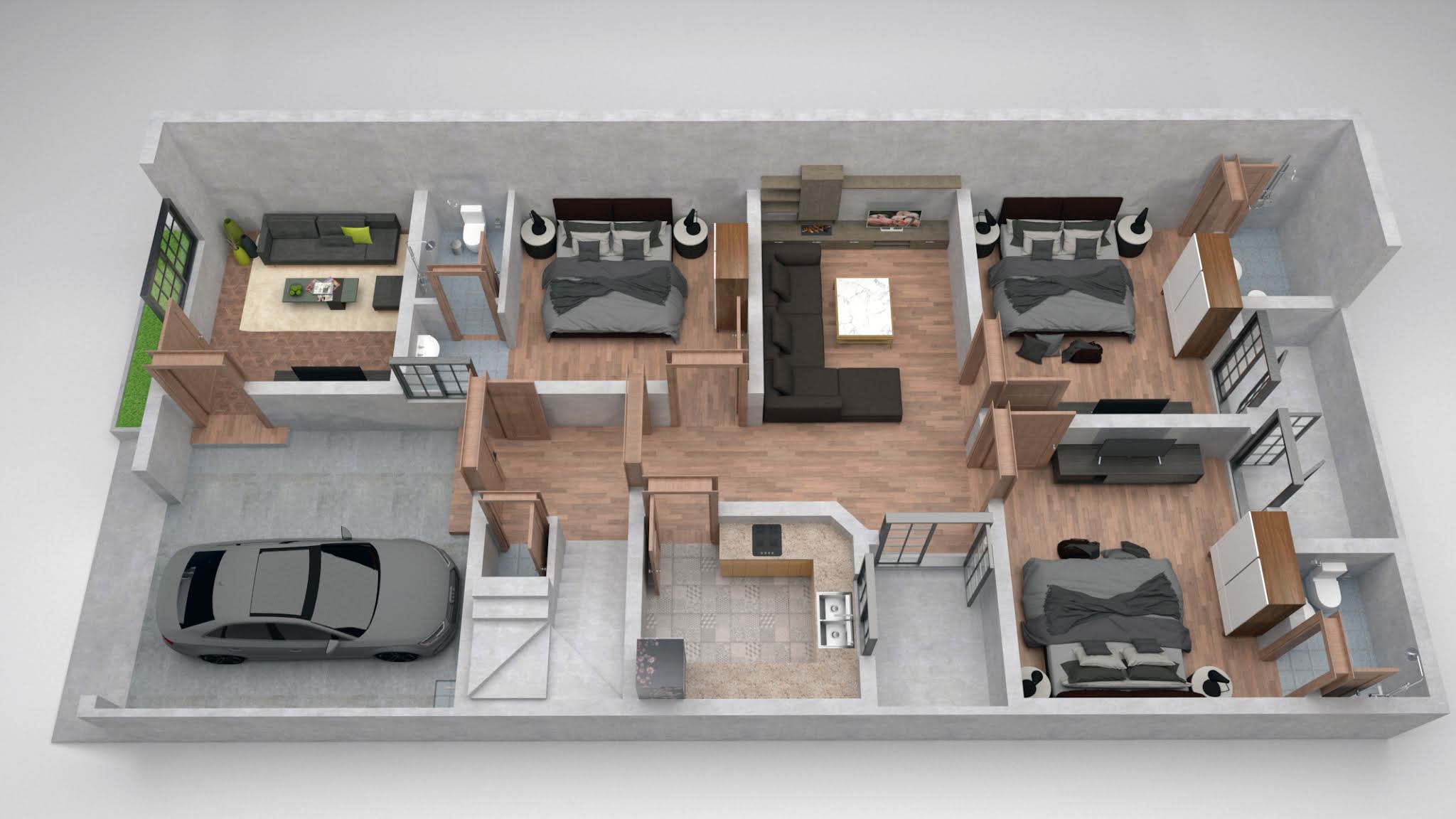 7 Marla House 3d Floor plan