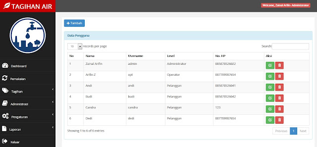 Sourcecode Aplikasi Pembayaran Tagihan Air Berbasis Web