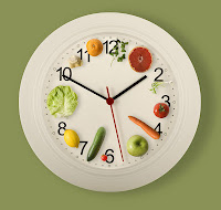 Clock with fruits & vegetables on it