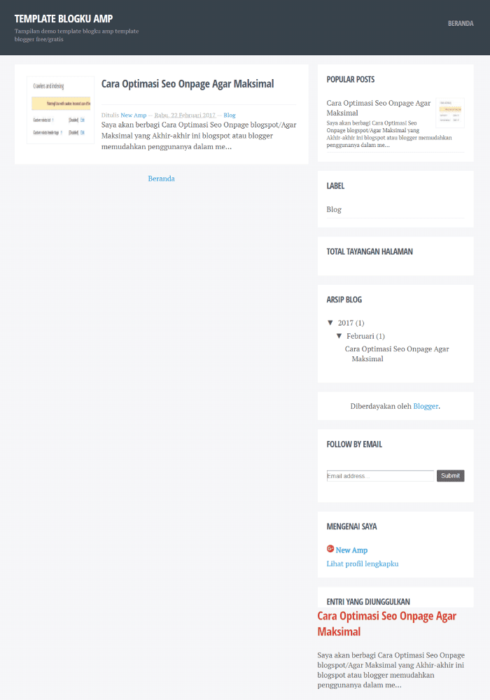 Blogku Best Free AMP Blogger Templates