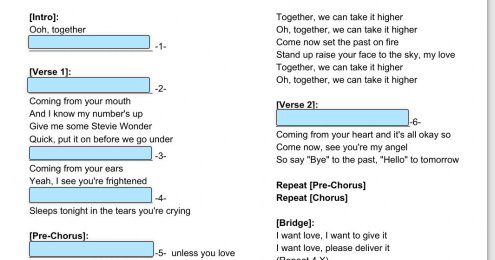 NICE TO TEACH YOU: TOGETHER BY SIA, WORKSHEET
